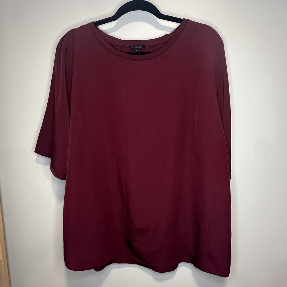NWT Ann Taylor Burgundy 3/4 Sleeve Top XL